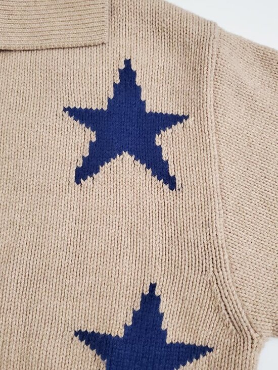 RAILS Womens Rhea Sweater Small Camel Cobalt Stars Full Zip Cardigan Wool Blend - Picture 8 of 15